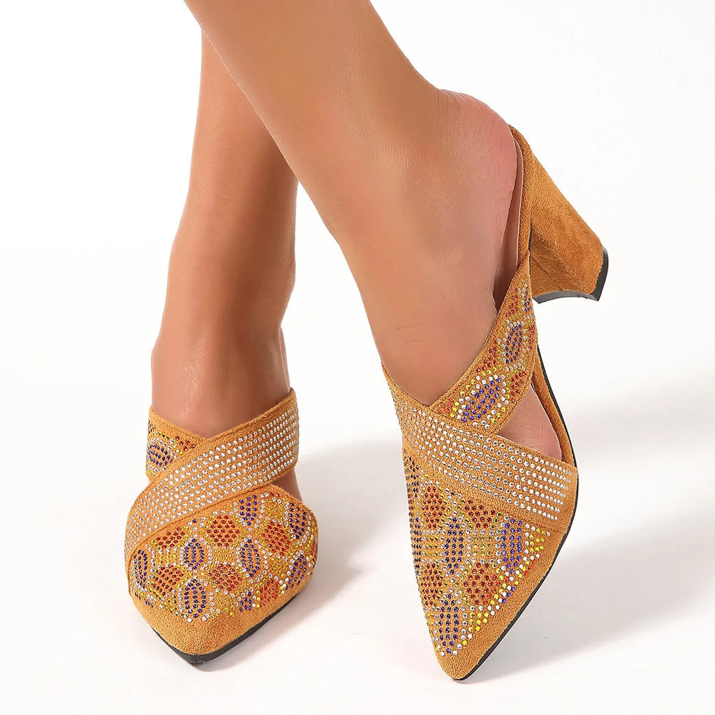 Point Toe Block Heels Sandals