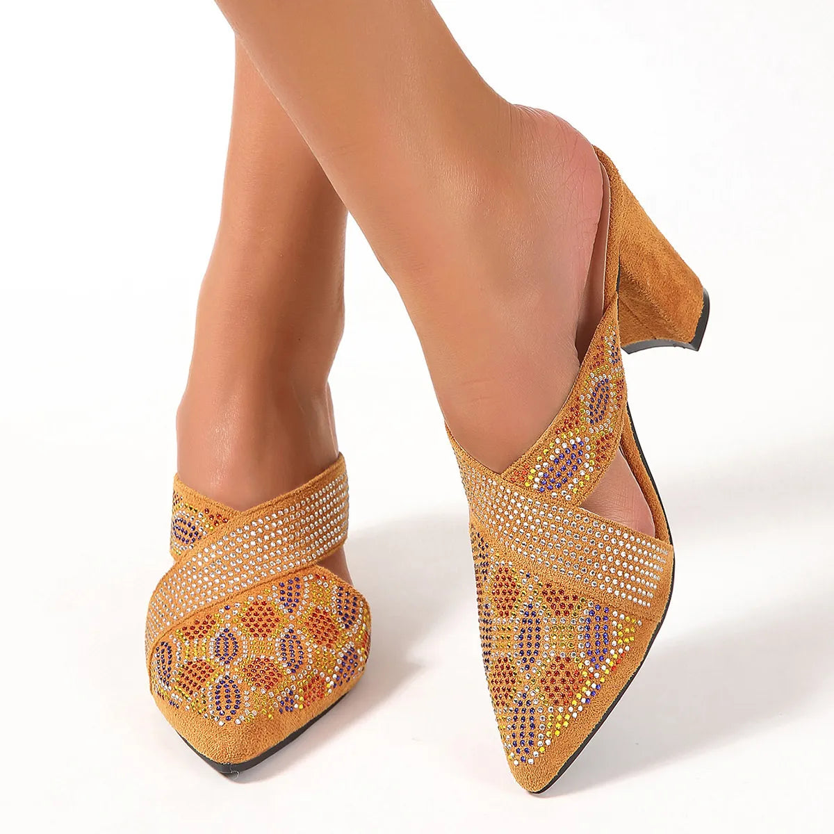 Point Toe Block Heels Sandals