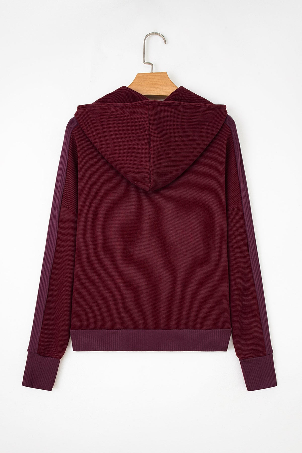 Waffle Zip Up Snap Button Hooded Jacket