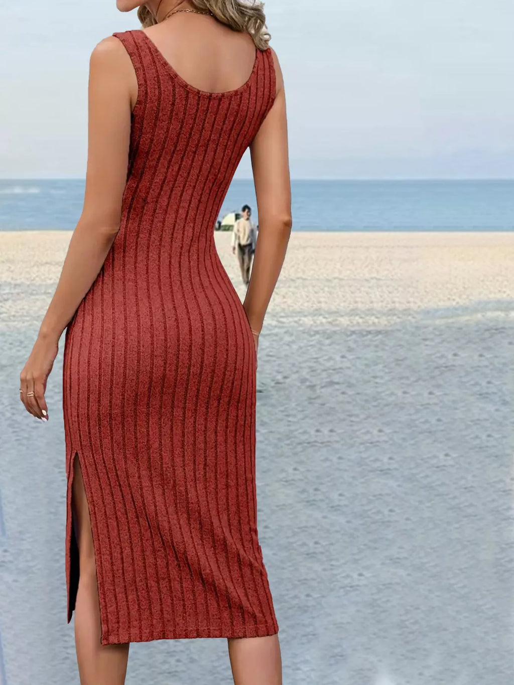 Slit Sleeveless Scoop Neck Dress