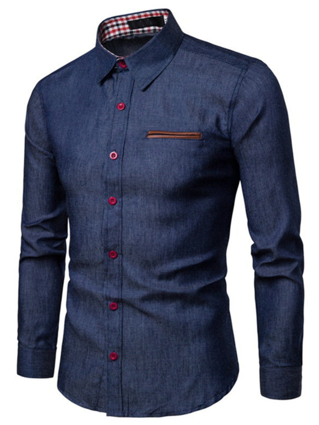 Men's Plus Size Slim Fit Long Sleeve Denim Shirt