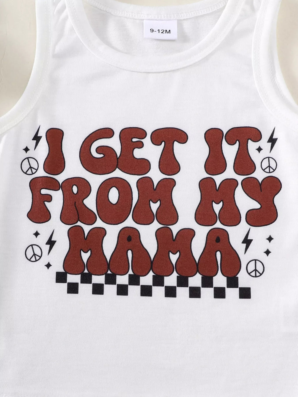 Children's Checkered Letter Tank Top & Shorts Set