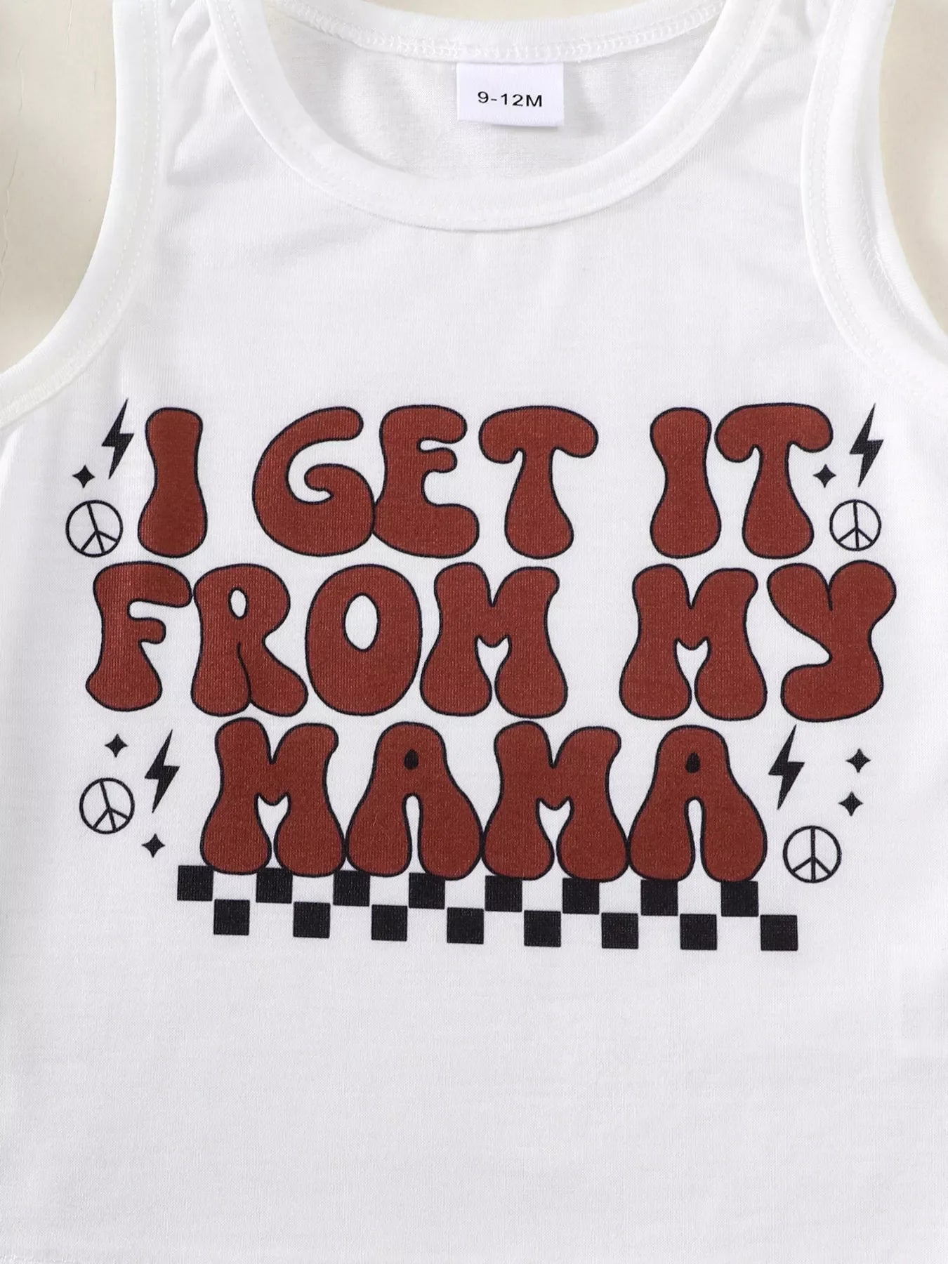 Children's Checkered Letter Tank Top & Shorts Set