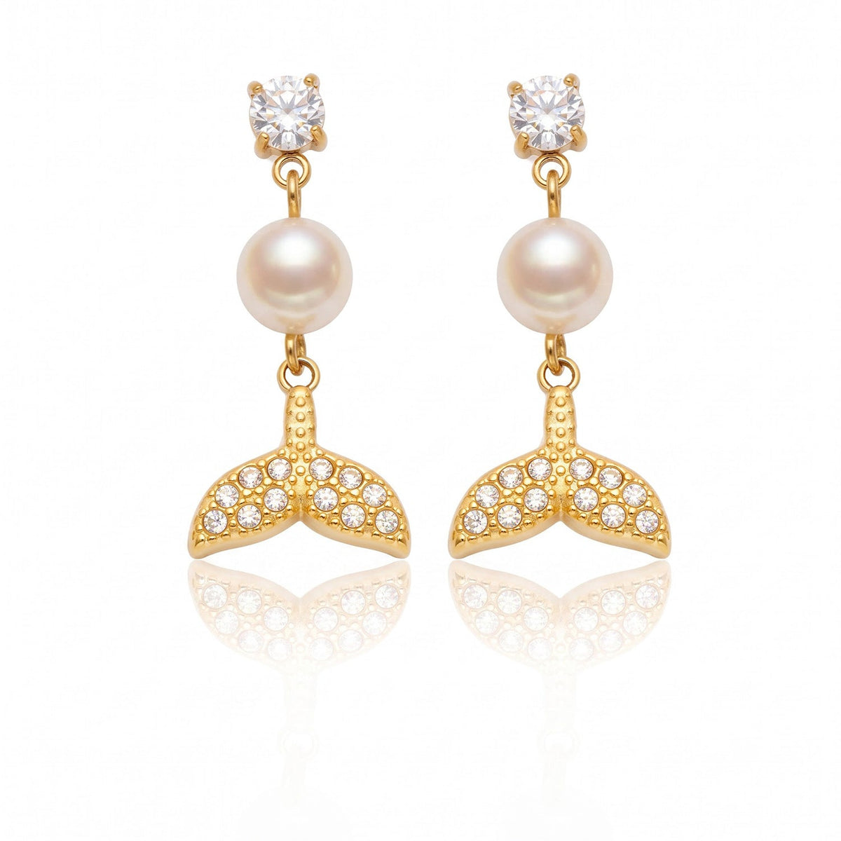 Fashionable High-quality Stainless Steel Mermaid-shaped Pearl Earrings