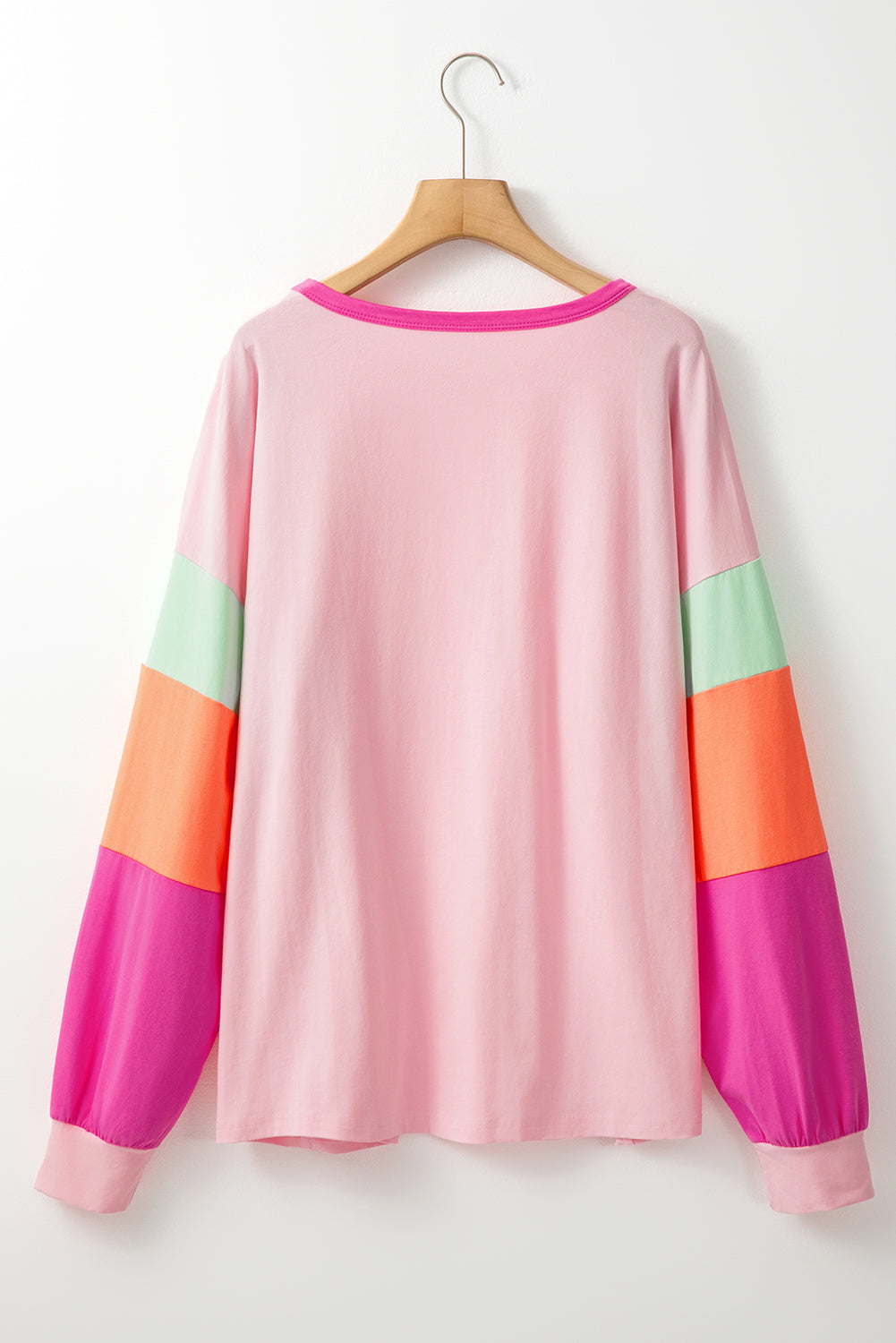 Plus Size Colorblock Patchwork Long Sleeve Top