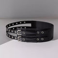Double Row Grommet Wide Waist Belt