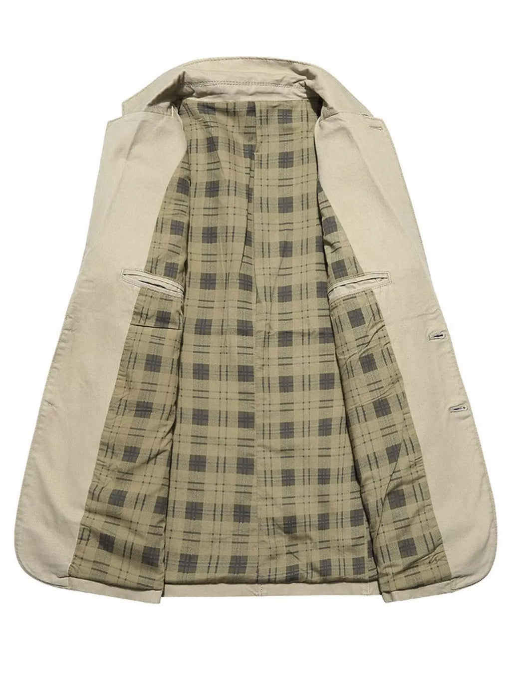 Men's Plus Size Casual Button Up Blazer with Plaid Lining