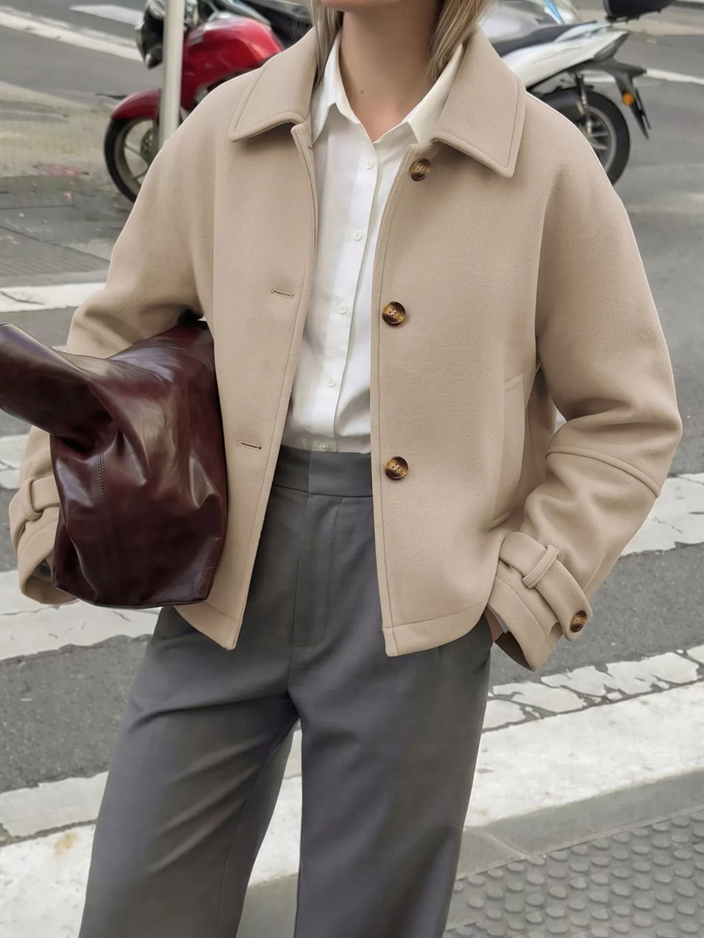 Collared Neck Button Up Jacket