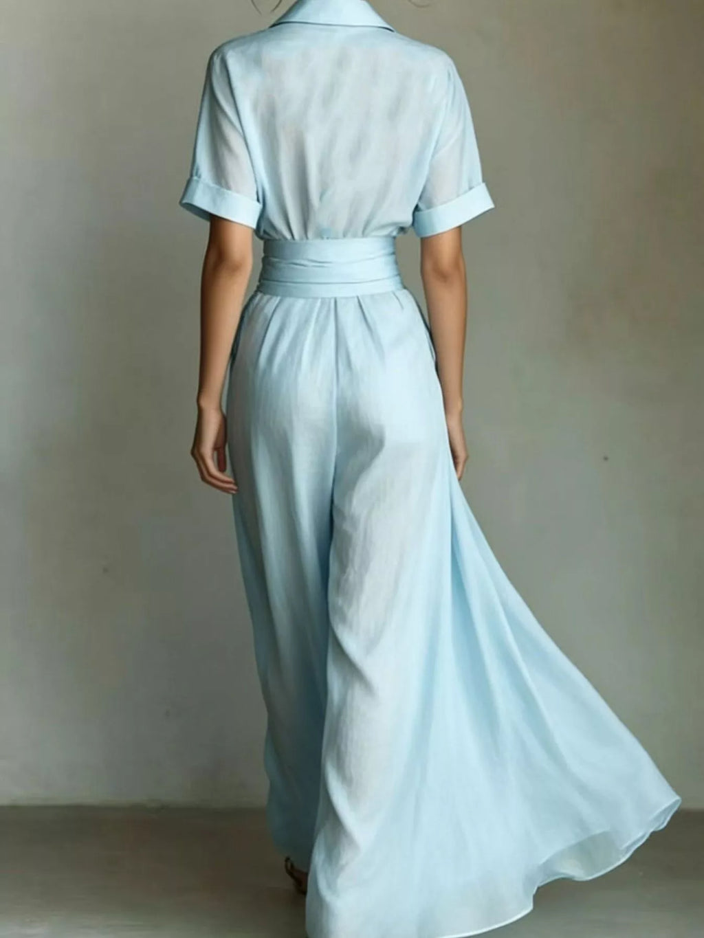 Collared Neck Maxi Shirt Dress