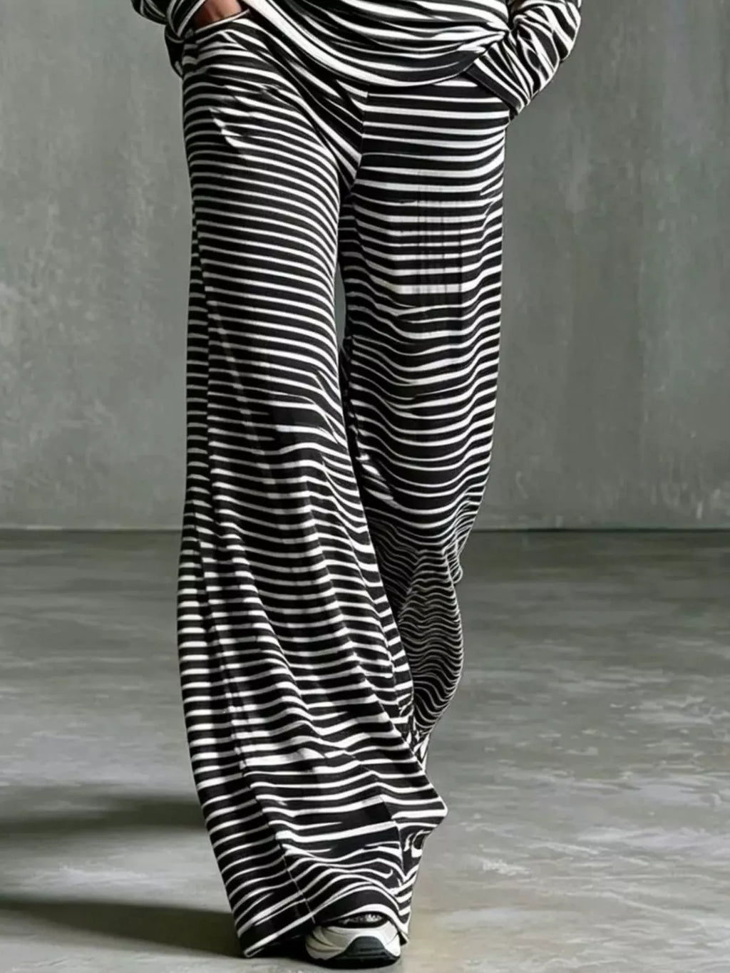 Striped Boat Neck Top and Pants Set