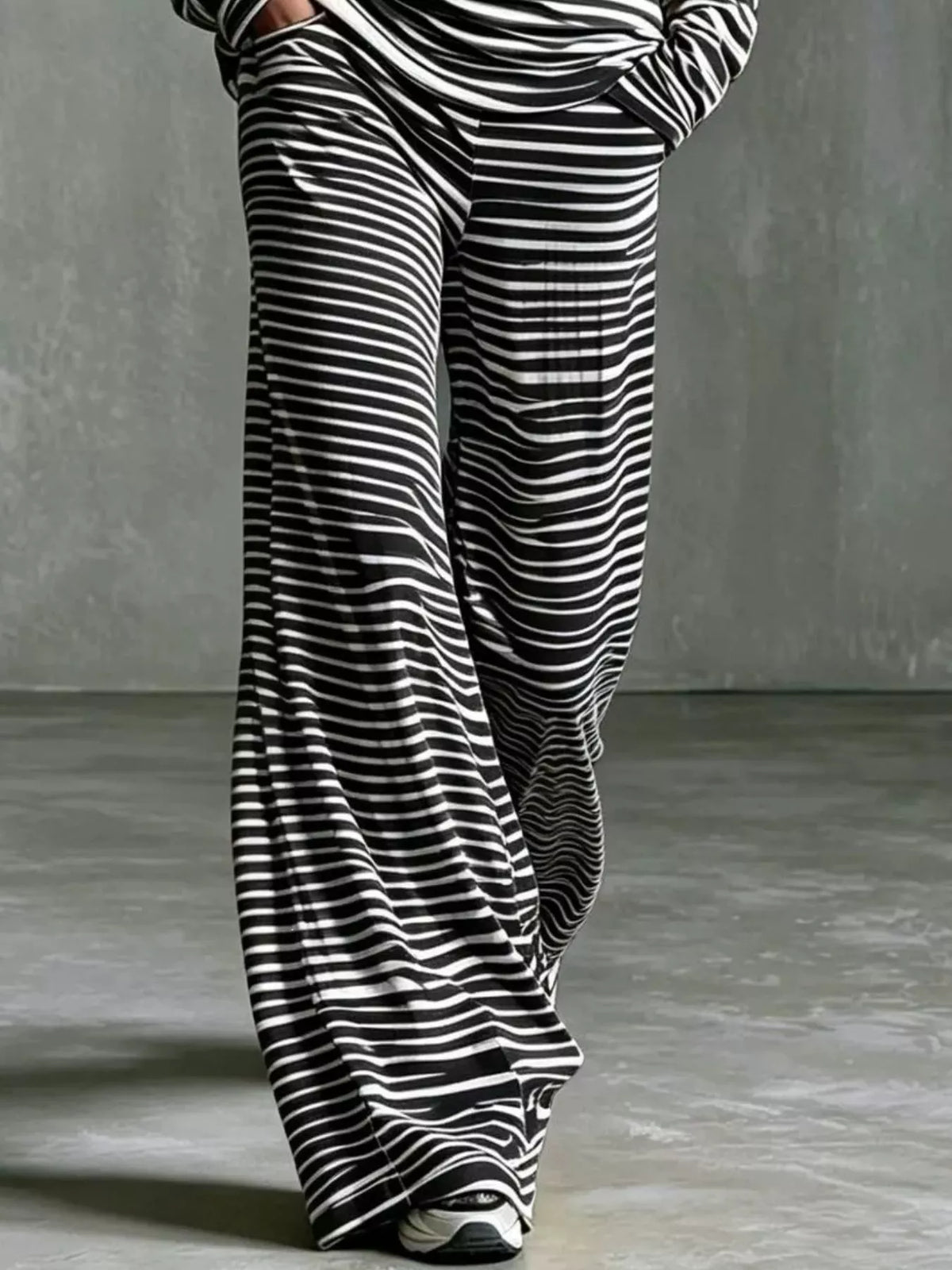 Striped Boat Neck Top and Pants Set