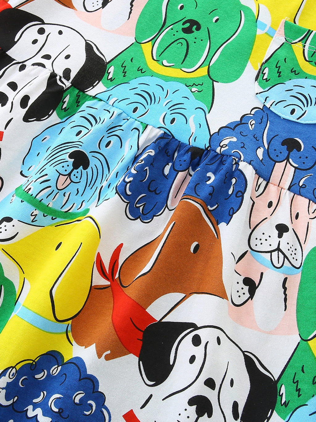 Children's Cartoon Dog Print Casual Dress