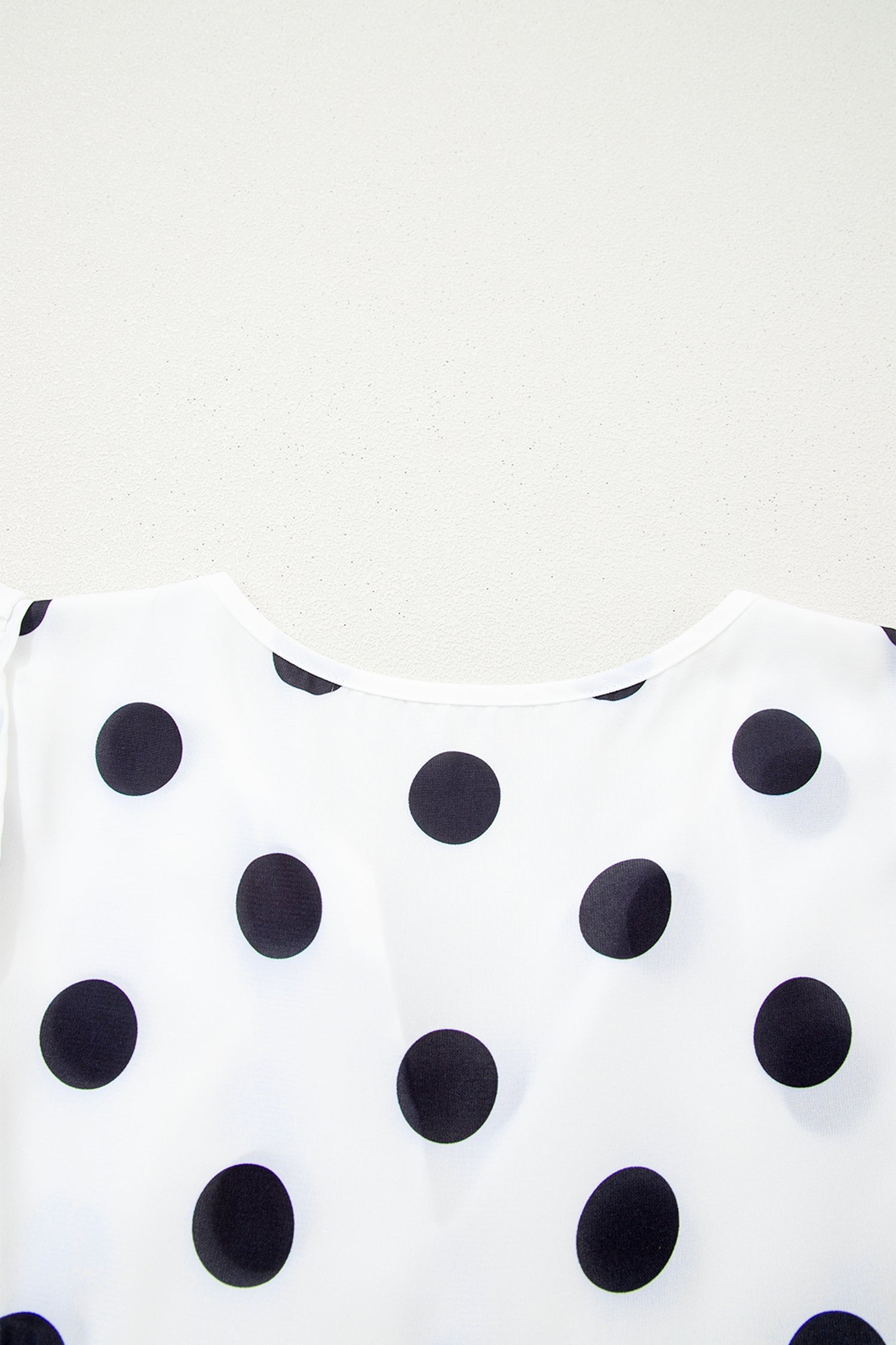 White Polka Dot Print Flutter Sleeve Striped Patchwork Babydoll Blouse