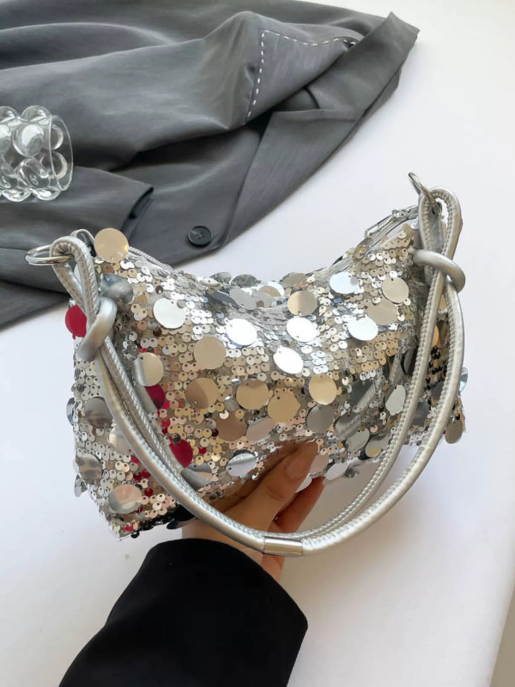 Sequin Embellished Shoulder Bag