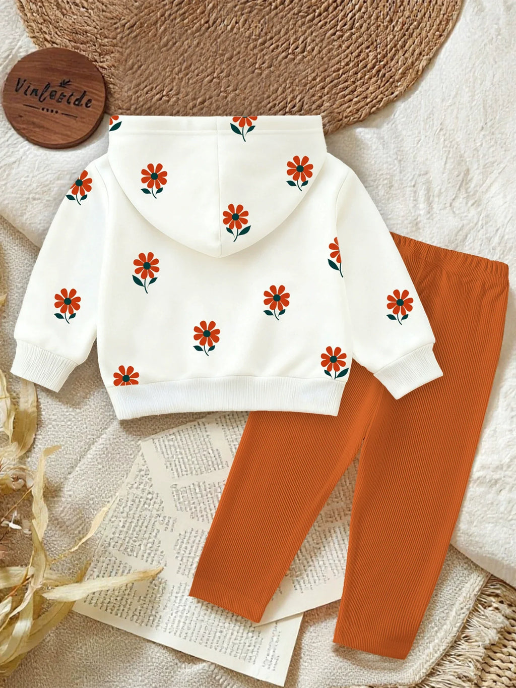 Children's Floral Print Hoodie & Pants Set