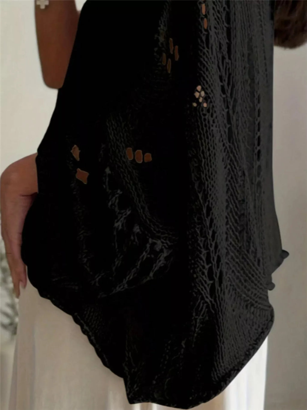 Boat Neck Crochet Knit Cover Up