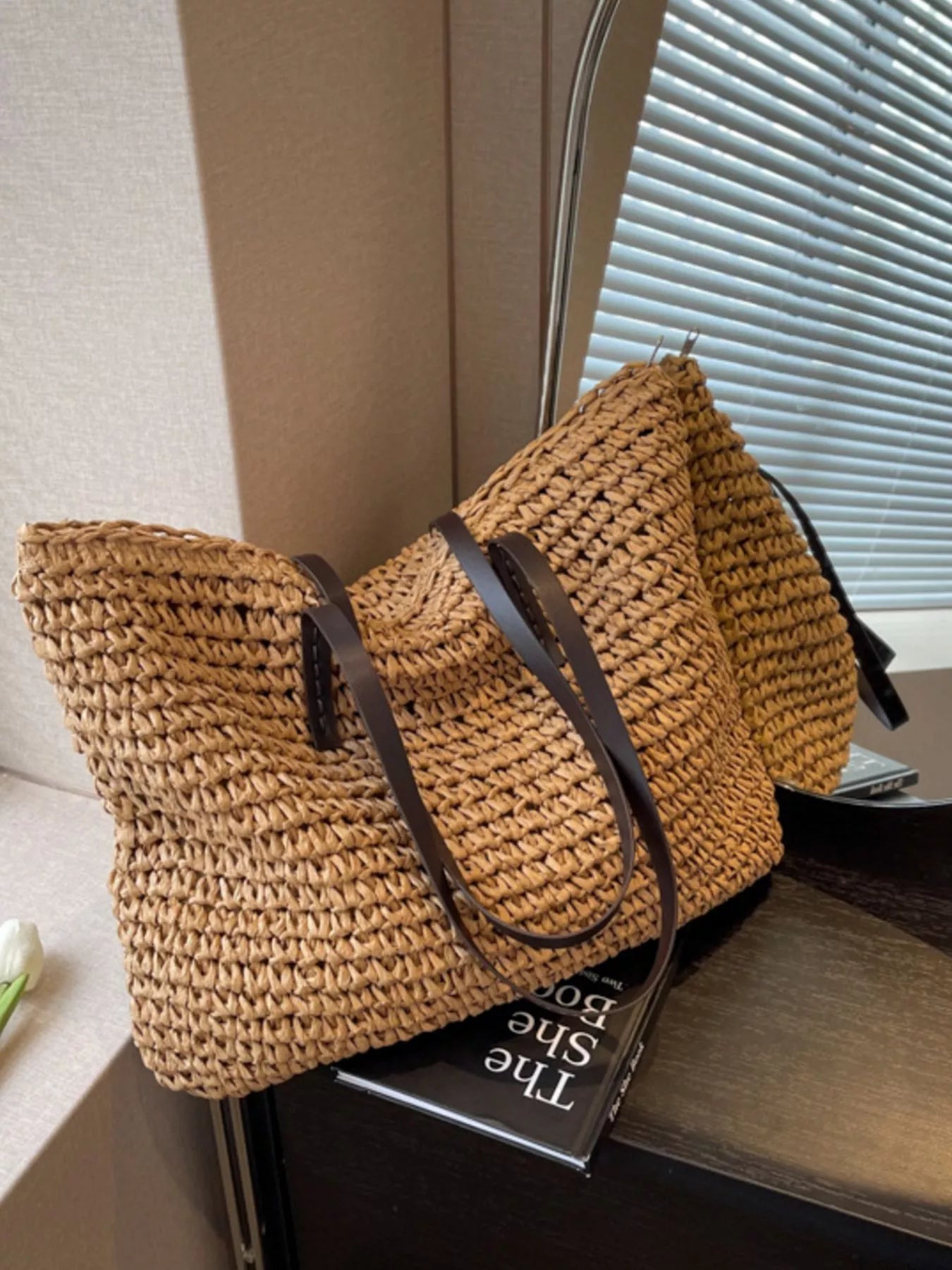 Woven Straw Shoulder Bag