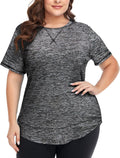 2026 Plus Size Women's Summer Sports Short Sleeve Breathable T Shirt Yoga & Fitness Quick Dry Cationic Top