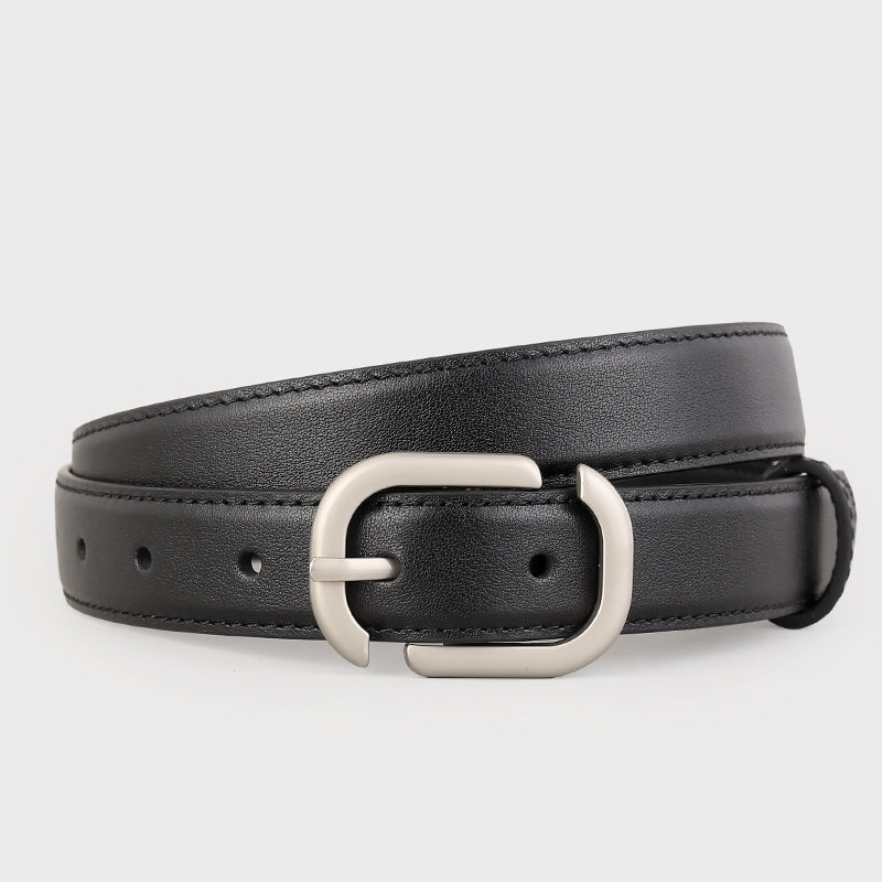 Leather Belt with Silver Buckle