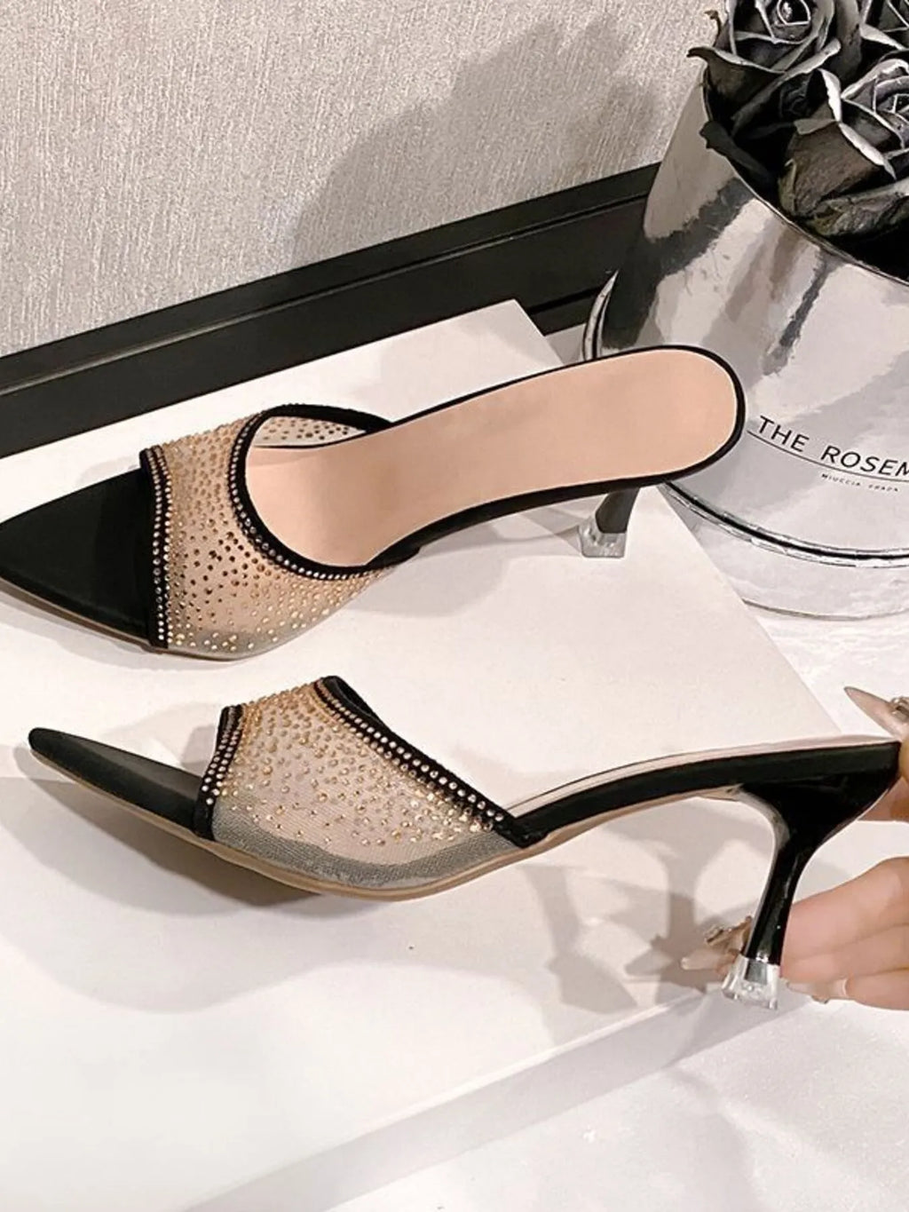 Rhinestone Embellished Open Toe Sandals