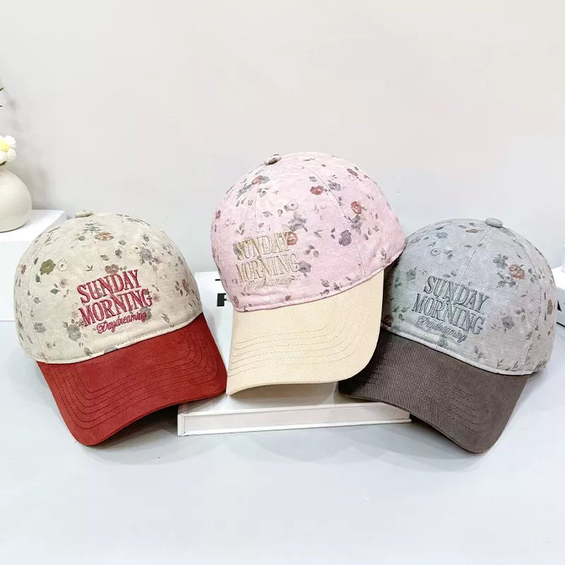 Embroidered Floral Print Baseball Cap