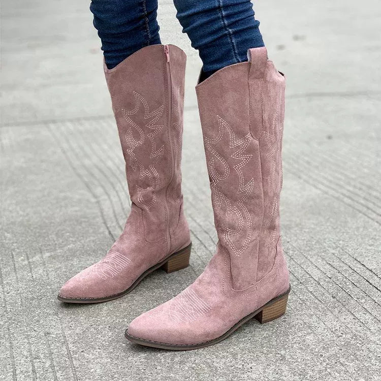 Point Toe Block Heels Boots