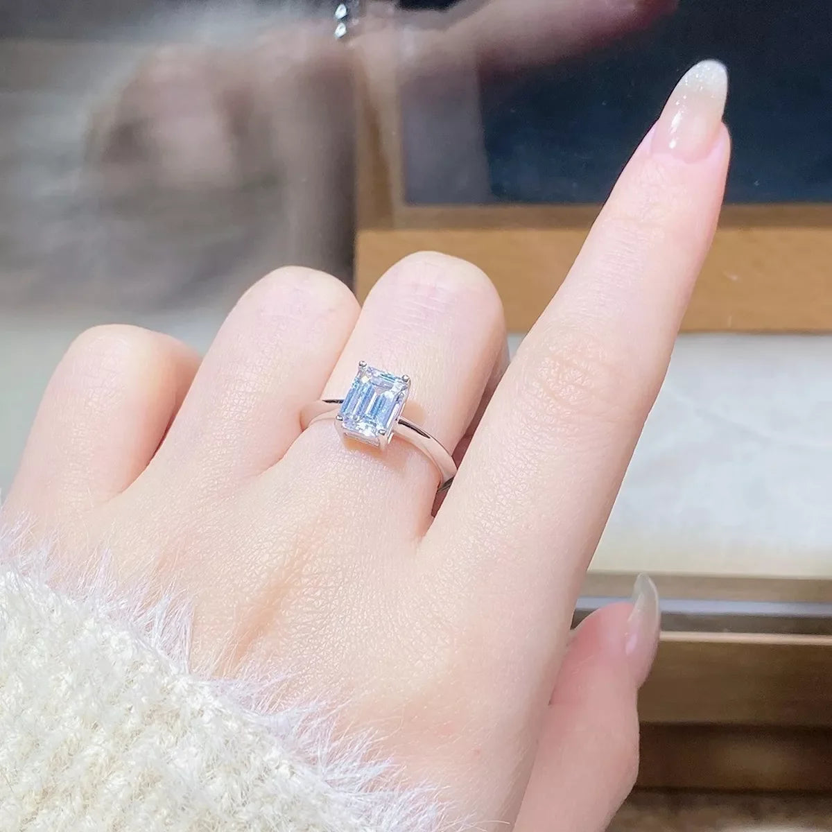 2 Carat 925 Sterling Silver Moissanite Geometric Ring