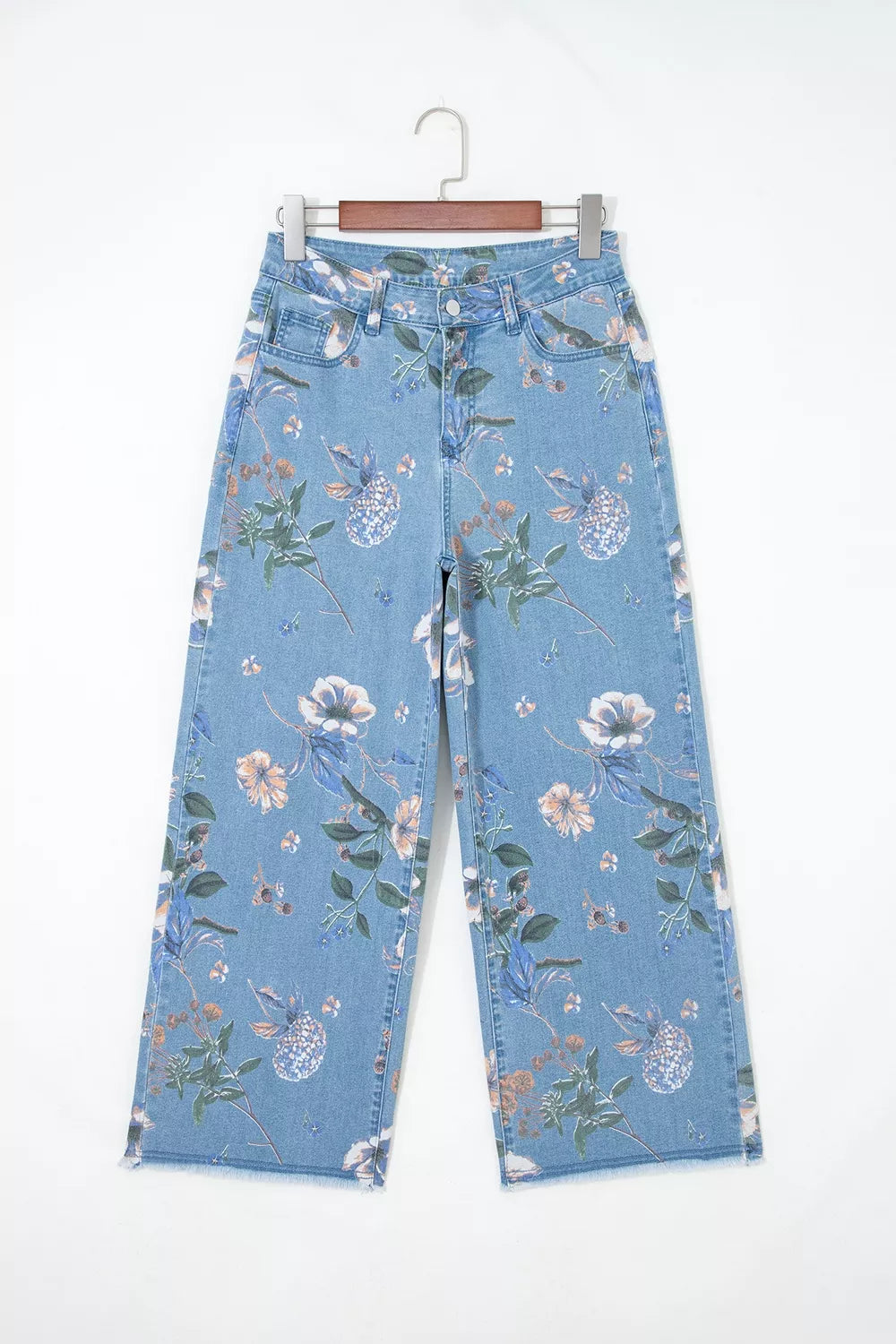 Floral Print Wide-Leg Jeans