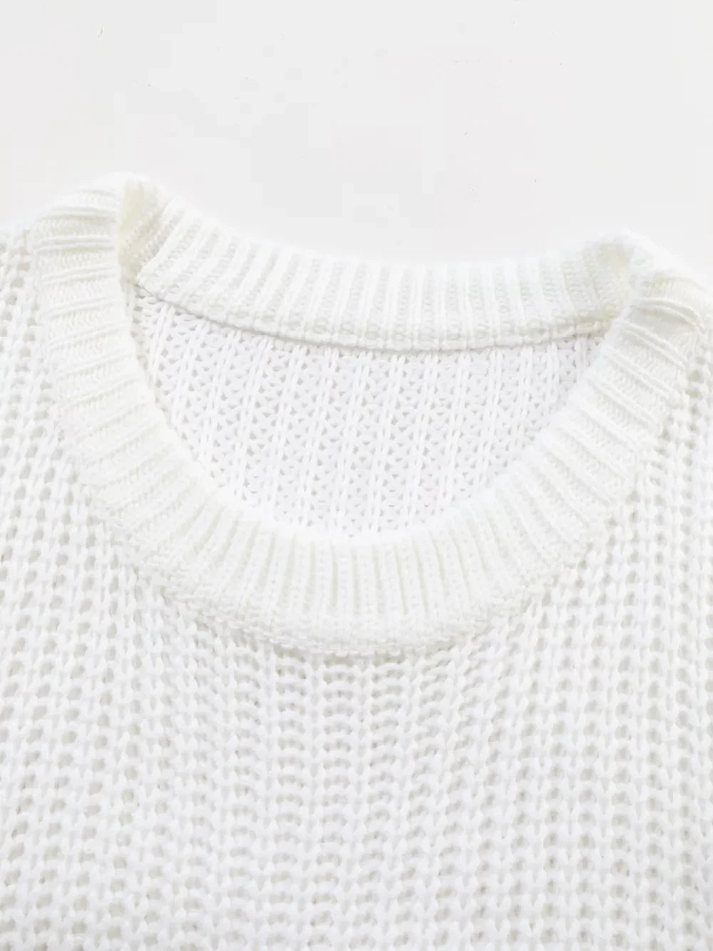 Ribbed Knit Round Neck Slouchy Chunky Sweater