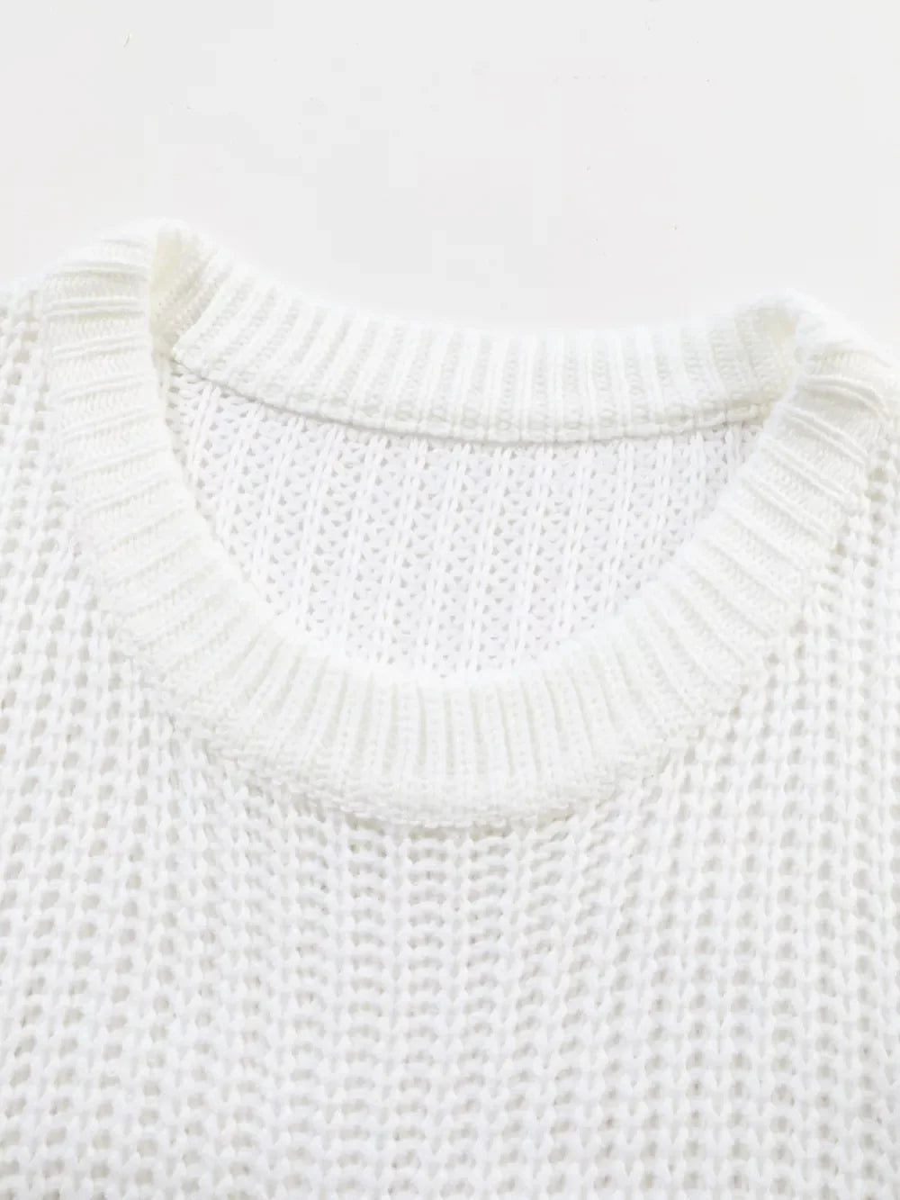 Ribbed Knit Round Neck Slouchy Chunky Sweater