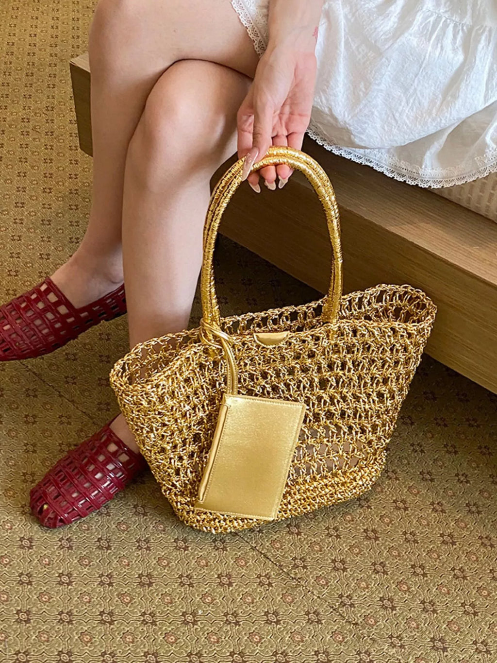 Woven Straw Tote Bag