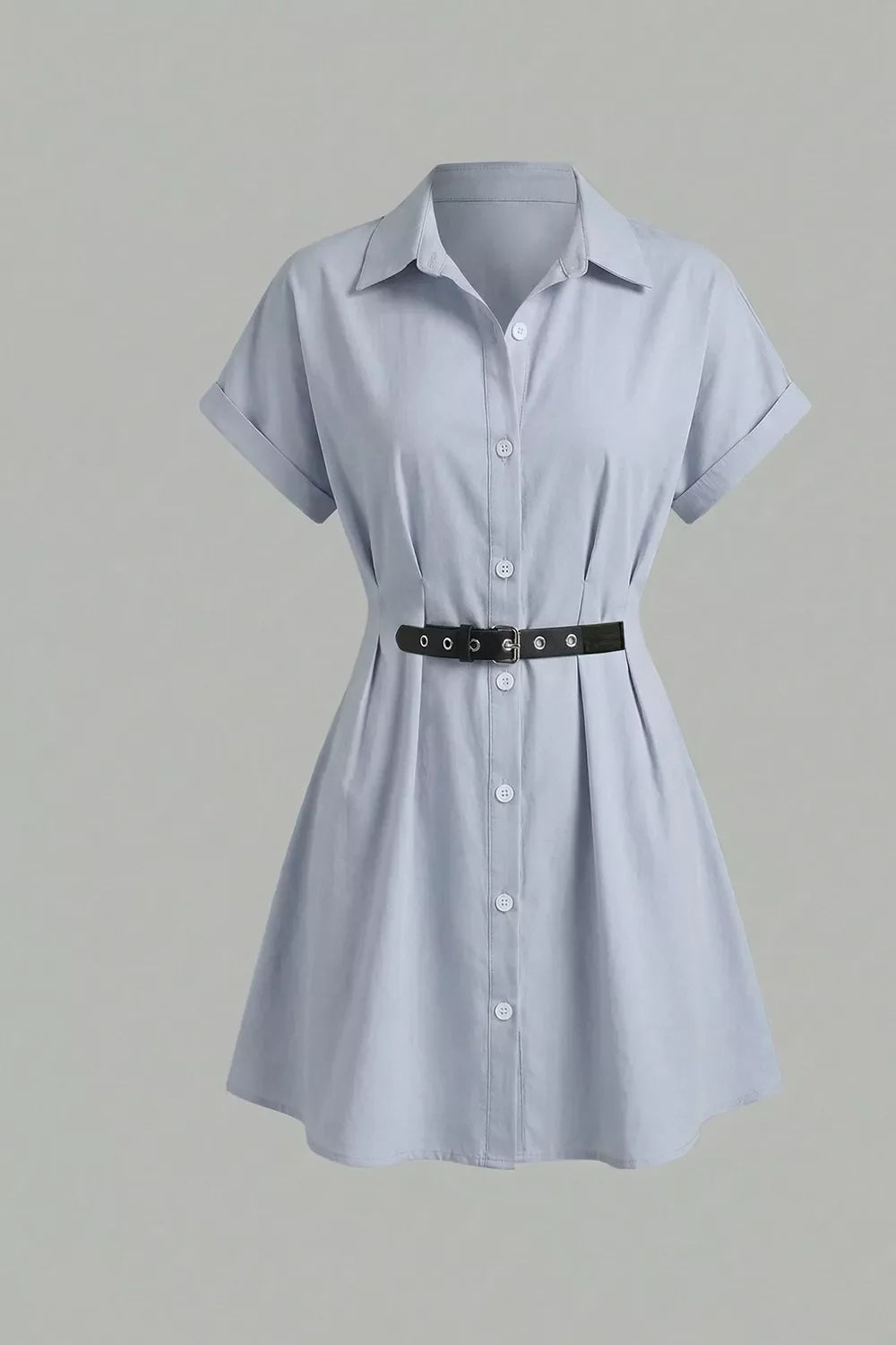 Button Up Short Sleeve Shirt Dress