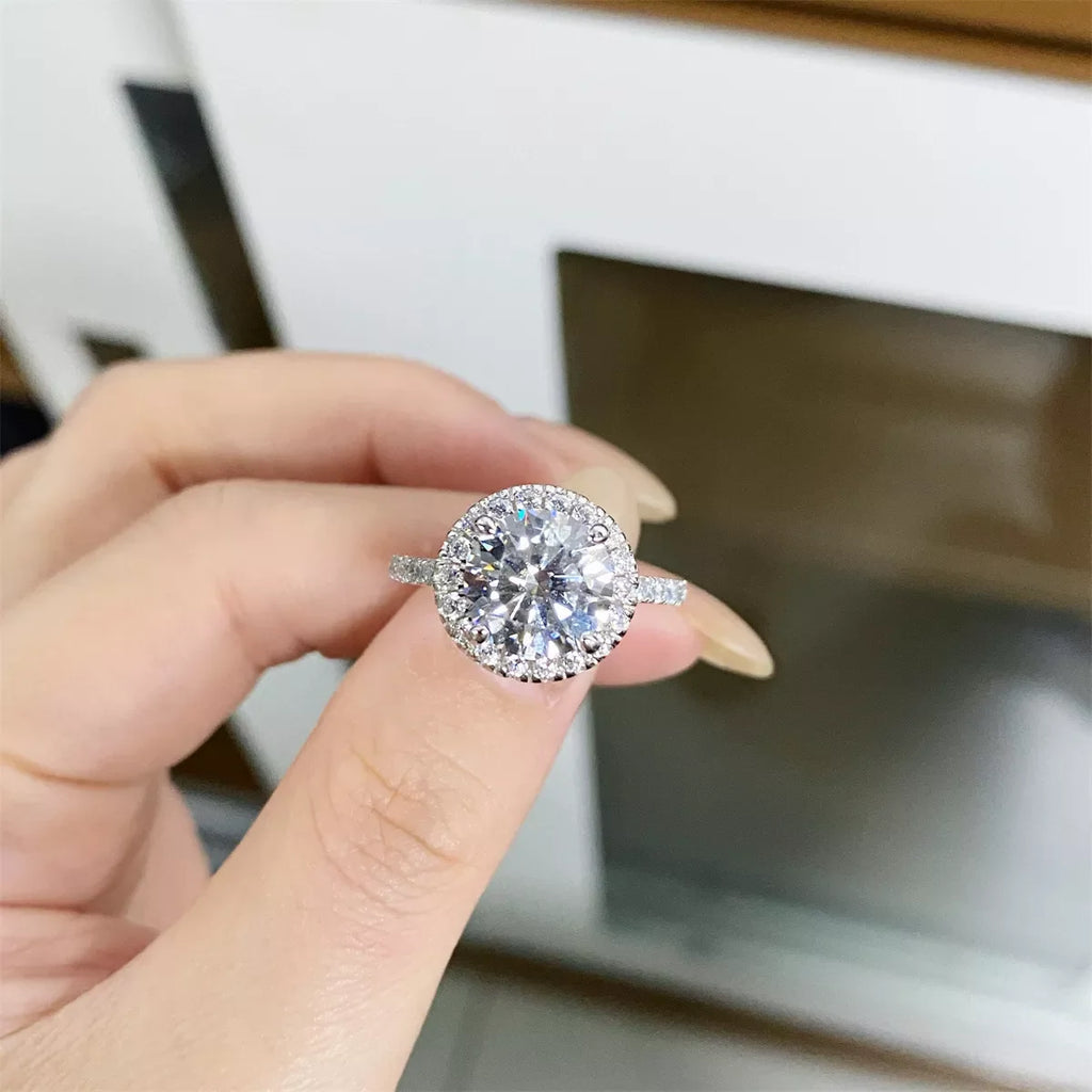 5 Carat Moissanite 925 Sterling Silver Round Ring