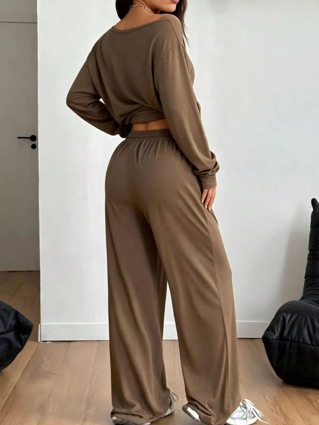 Full Size Comfortable Loose Fit One-Shoulder T-Shirt and Pants Set Plus Size