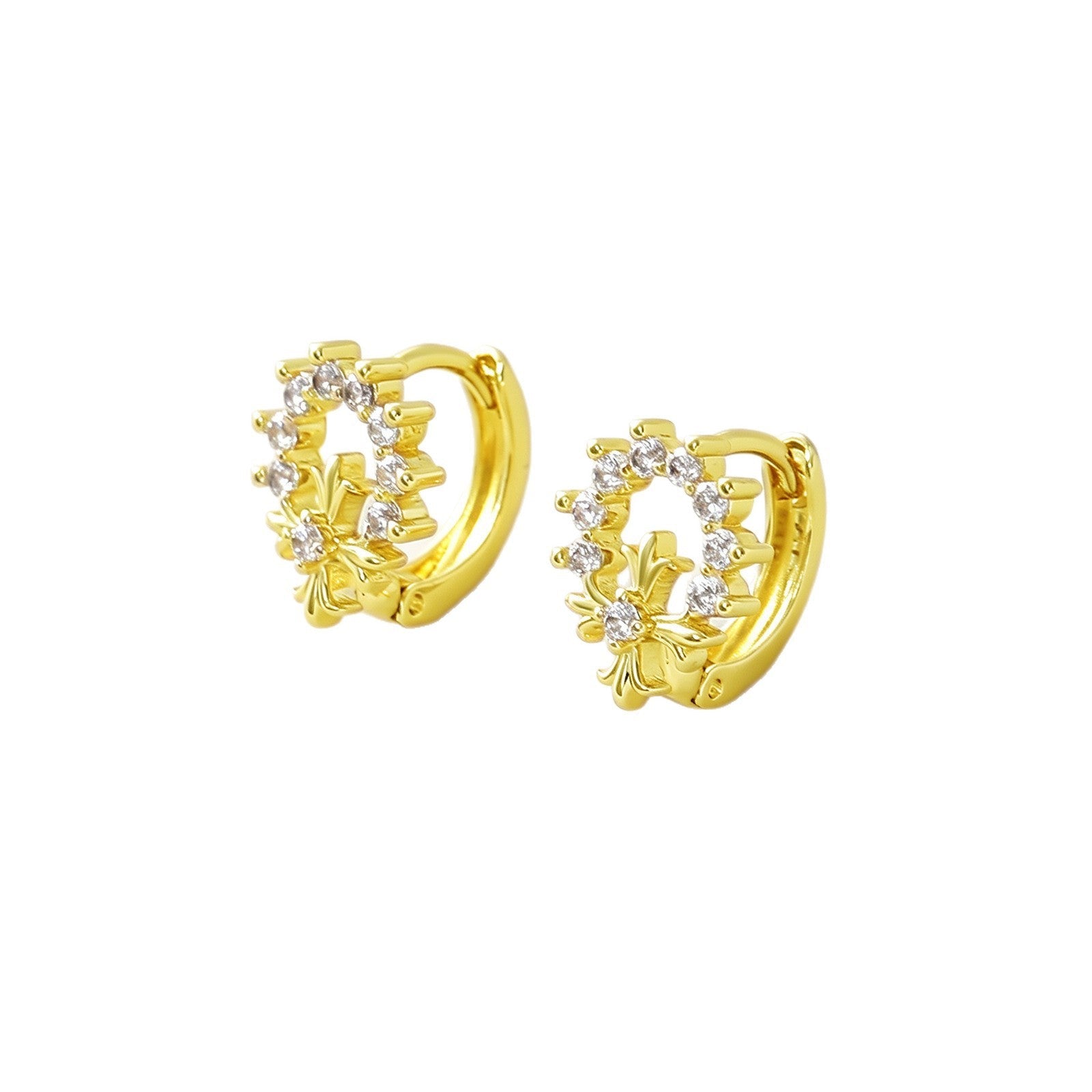 New Real Gold Plated Copper Cross Hoop Earrings Inlaid Rhinestone Light Luxury Premium Feel Jewelry Wholesale For Women
