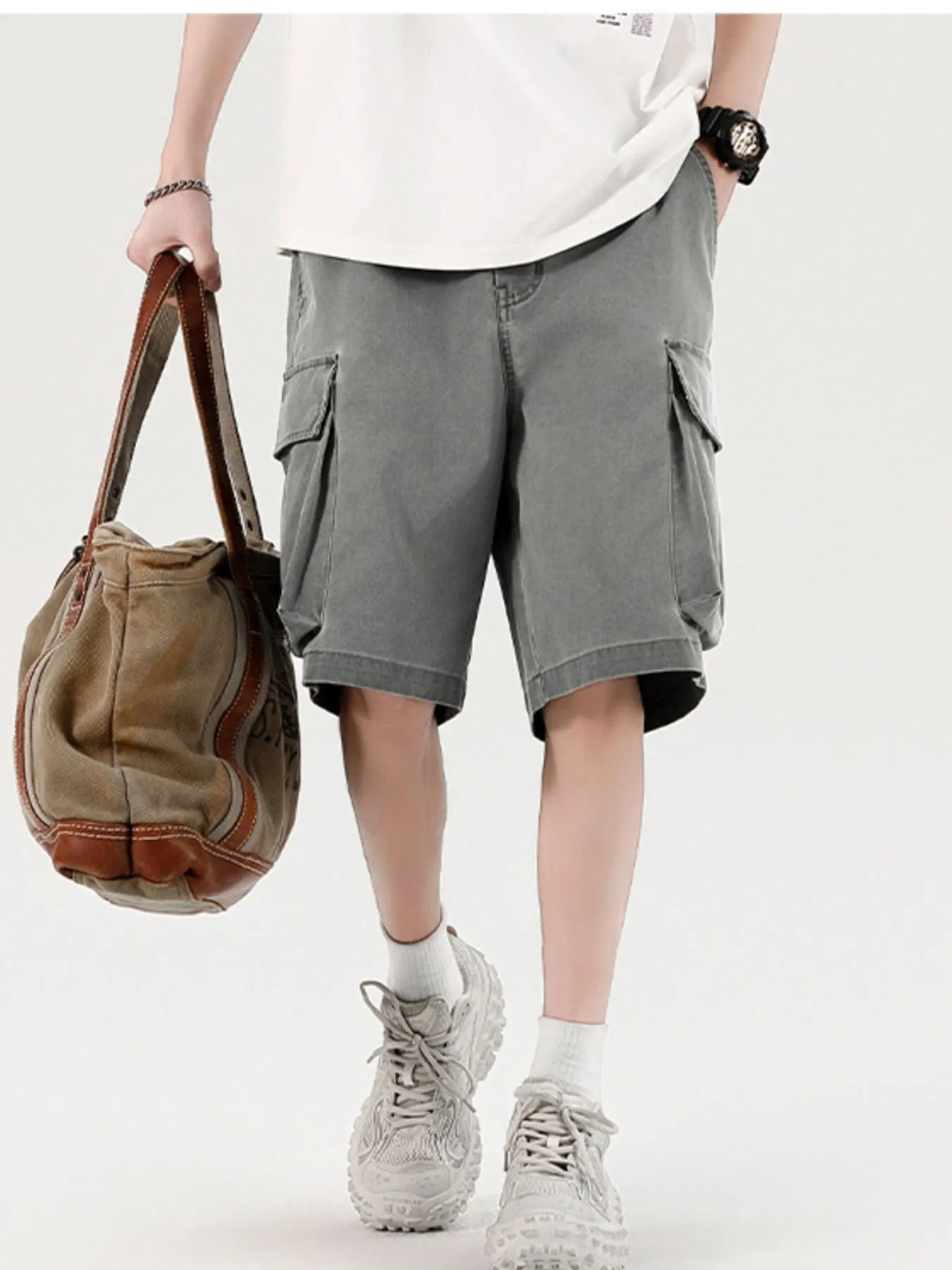 Men's Elastic Waistband Cargo Shorts
