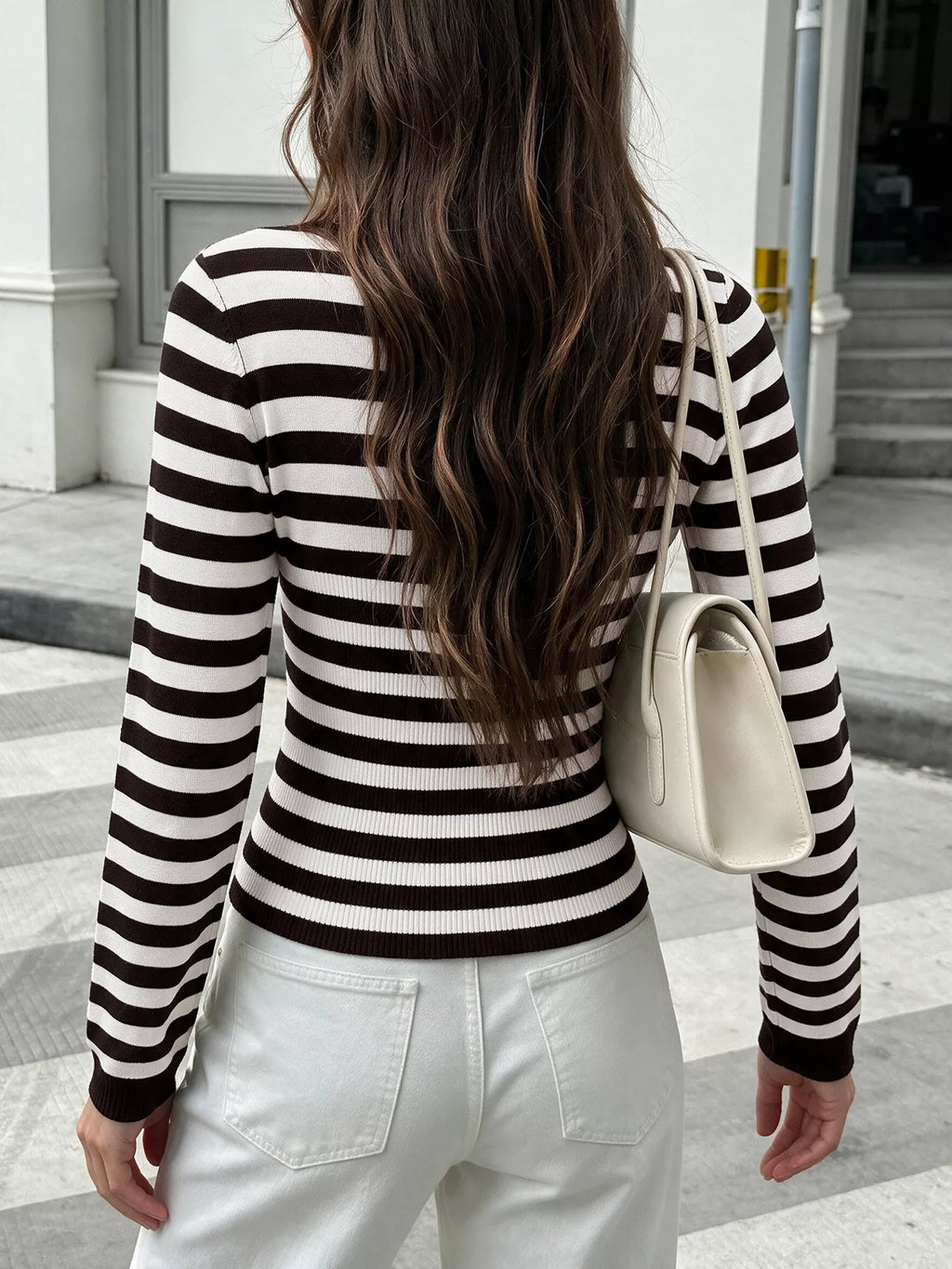 Striped Long Sleeve Knit Top