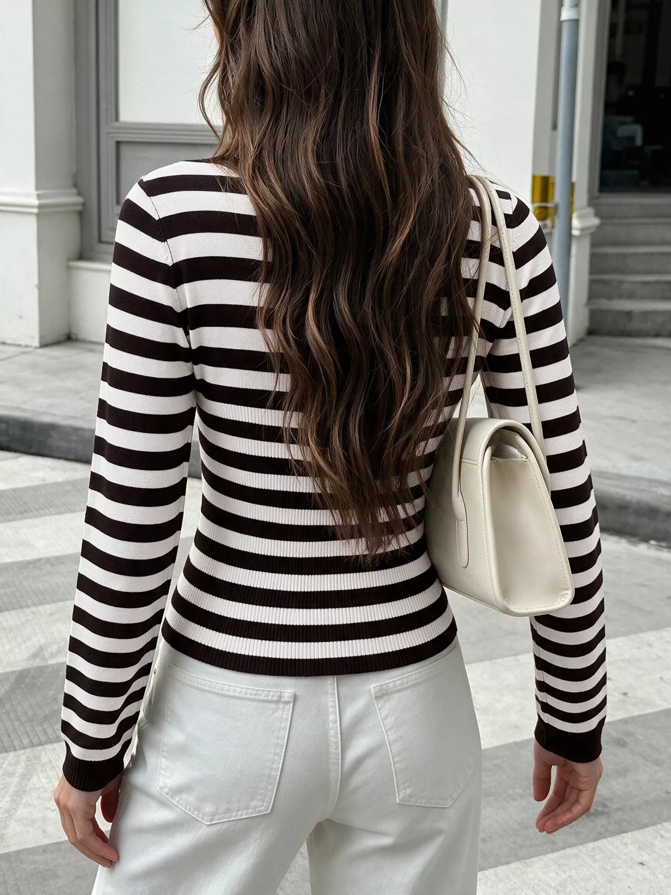 Striped Long Sleeve Knit Top