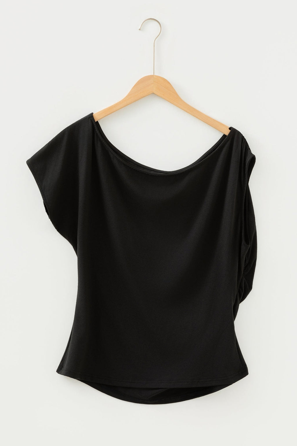 Plus Size Solid Asymmetric Neck Short Sleeve Blouse