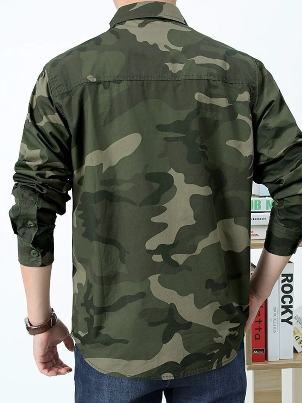 Men's Plus Size Camouflage Print Long Sleeve Shirt