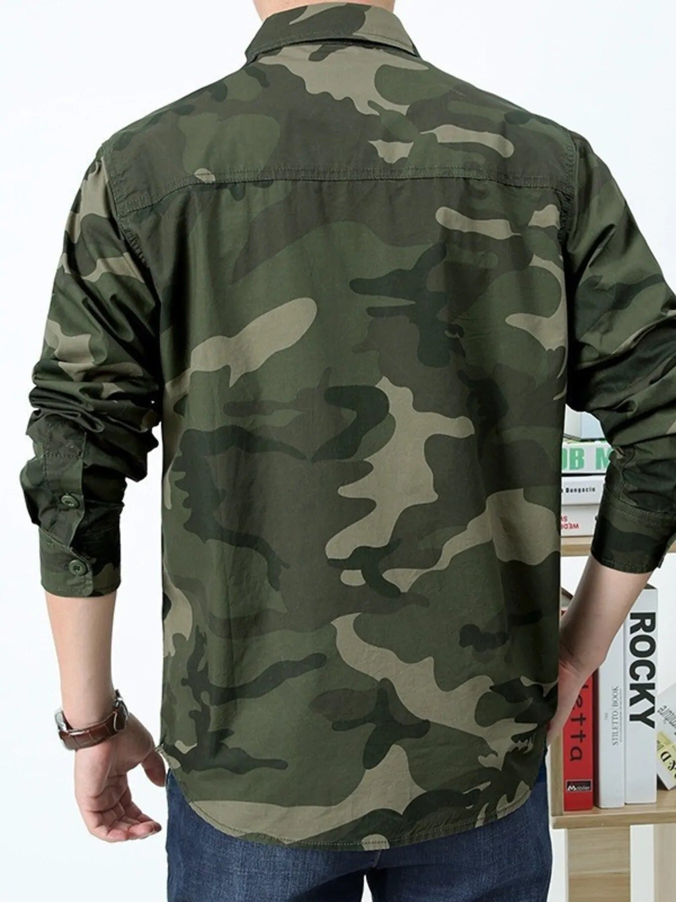 Men's Plus Size Camouflage Print Long Sleeve Shirt