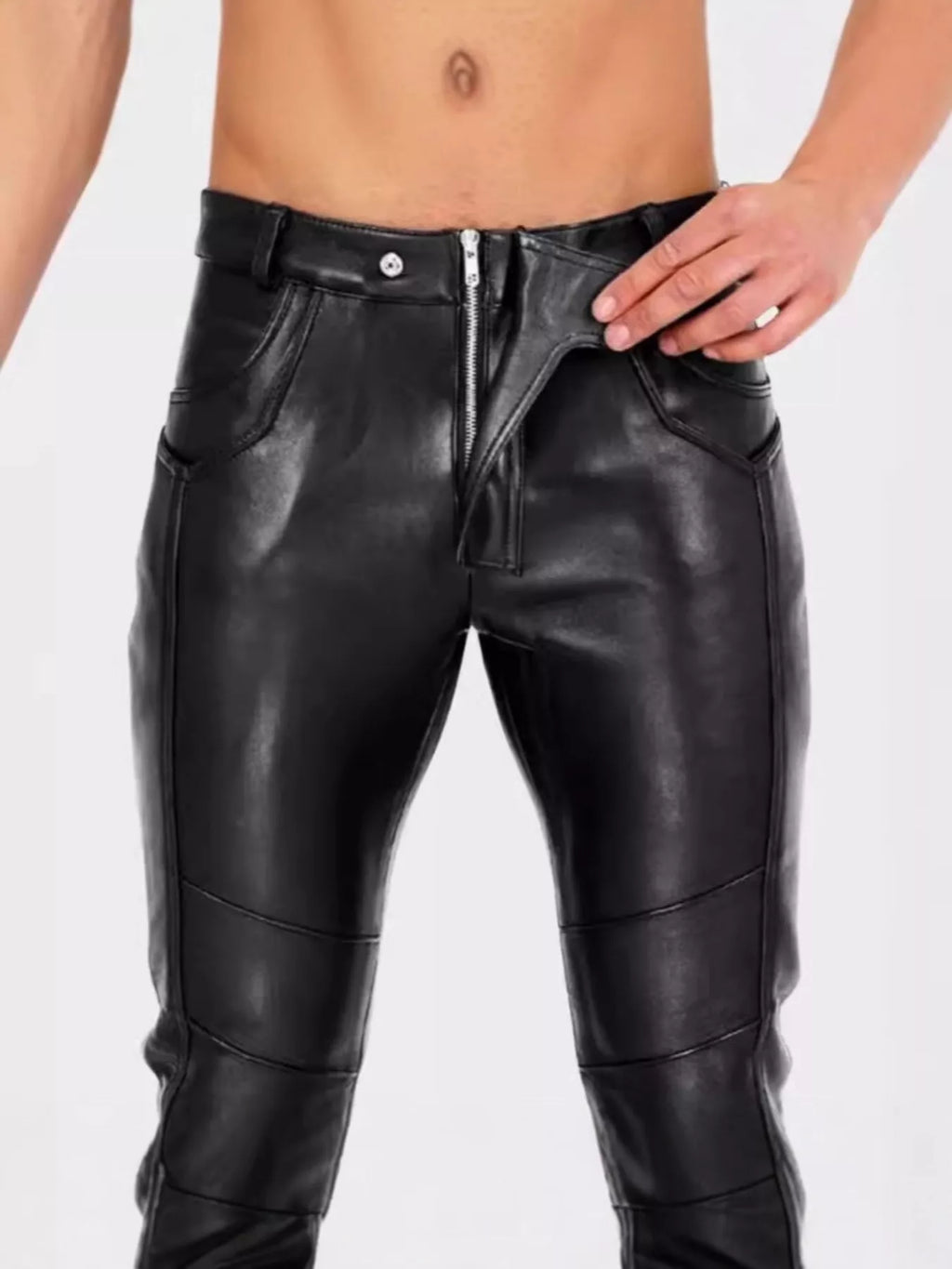 Men's Full Size Slim-Fit Faux Leather Pants Plus Size