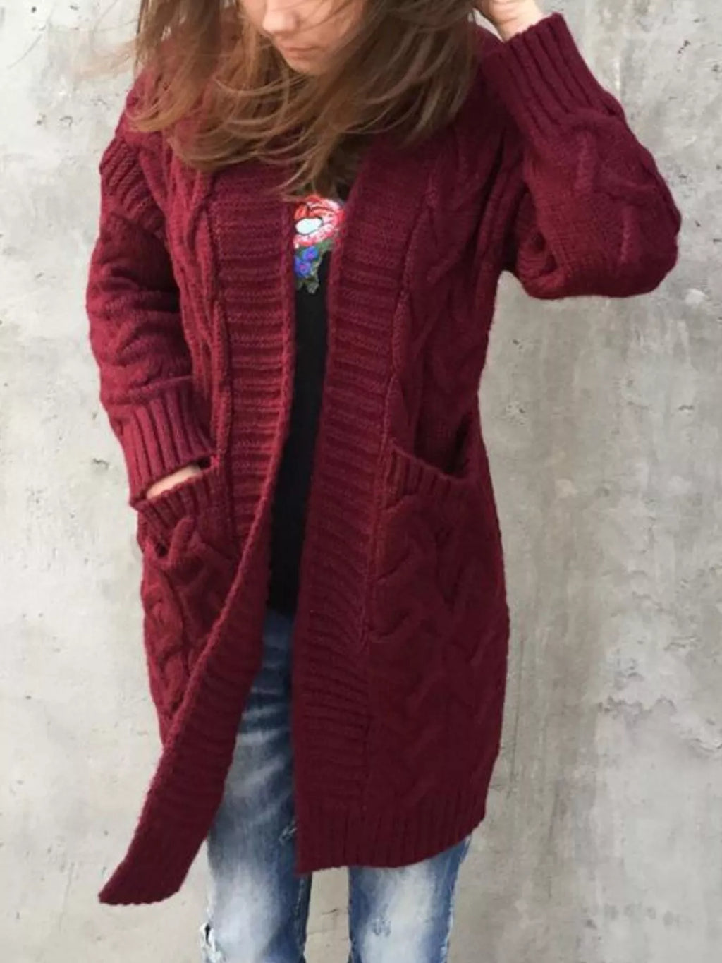 Chunky Knit Open Front Cardigan