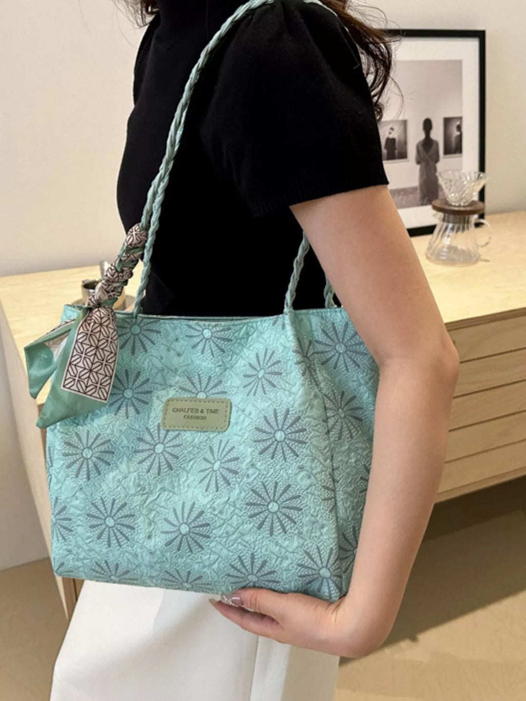 Braided Handle Tote Bag