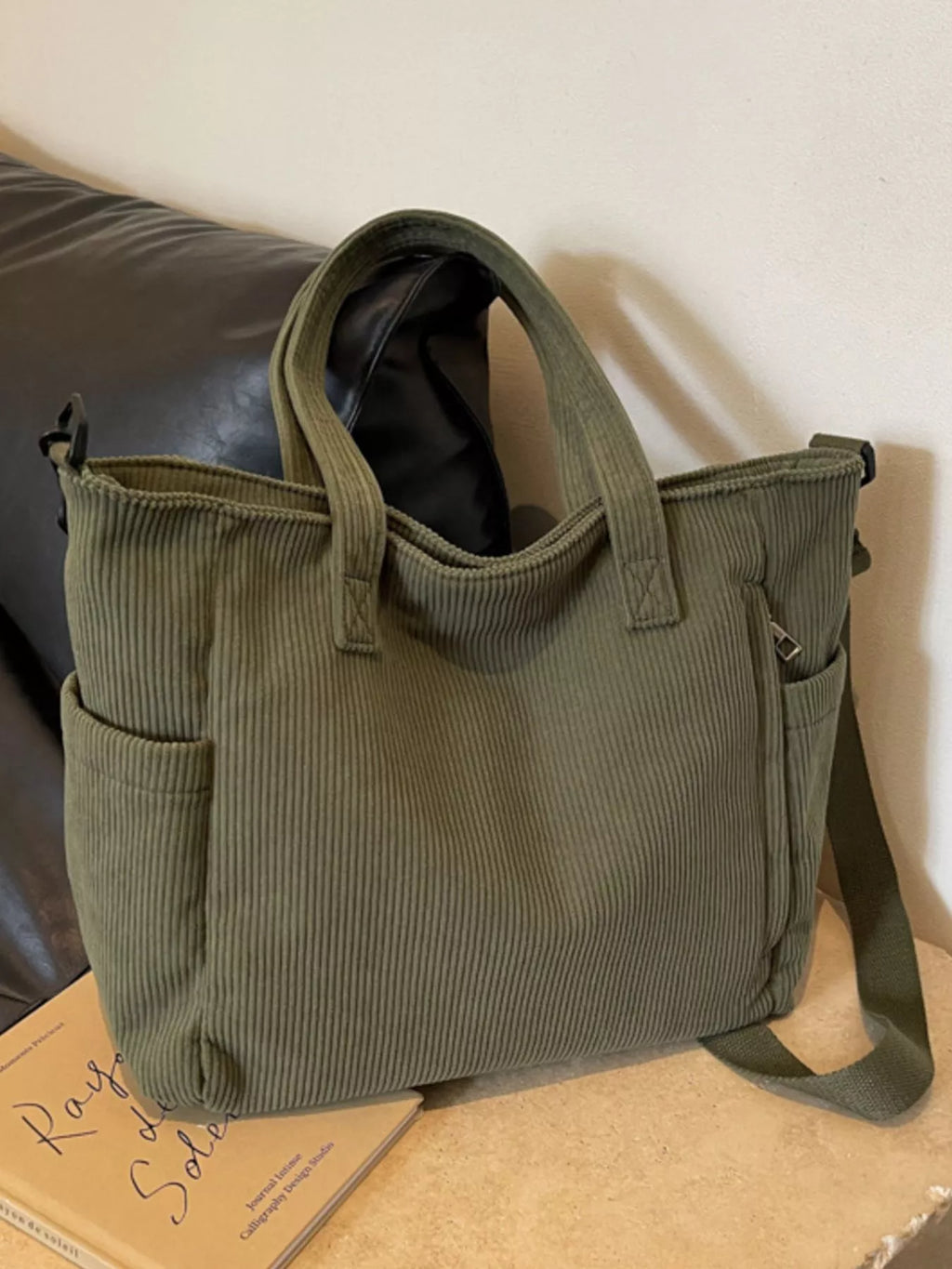 Corduroy Solid Color Handbag