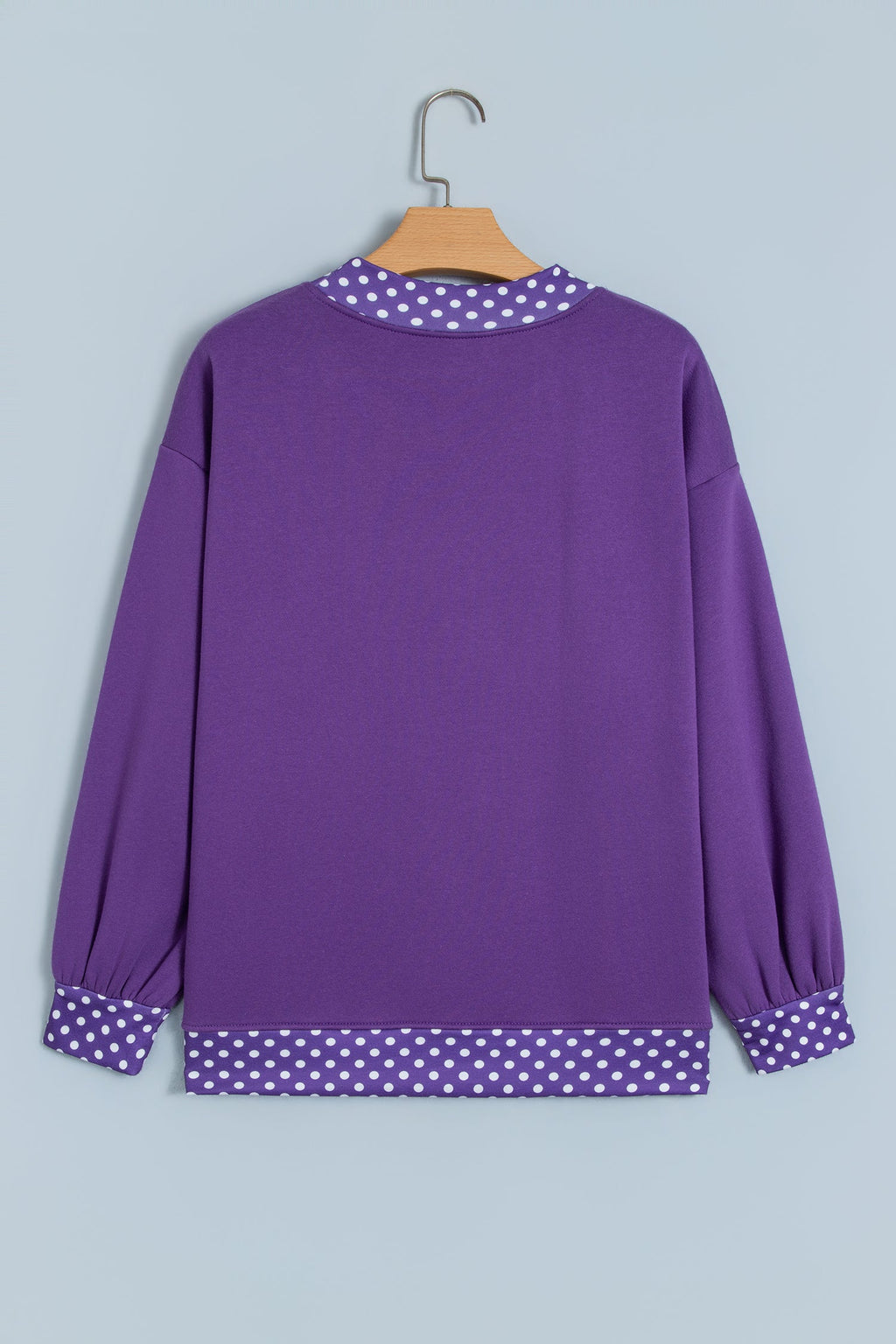 Polka Dot Contrast Trim Mock Neck Sweatshirt