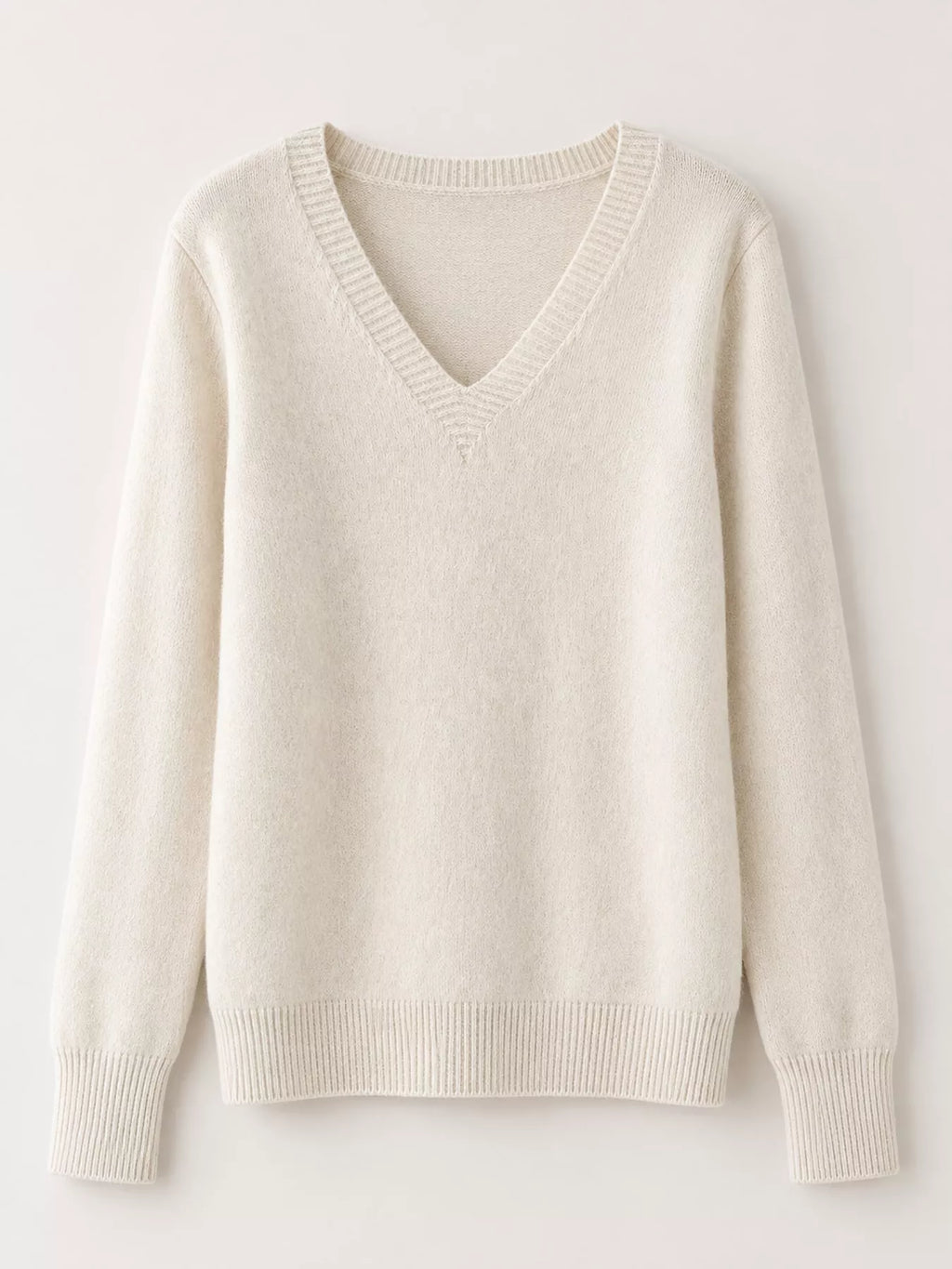 V-Neck Solid Color Sweater
