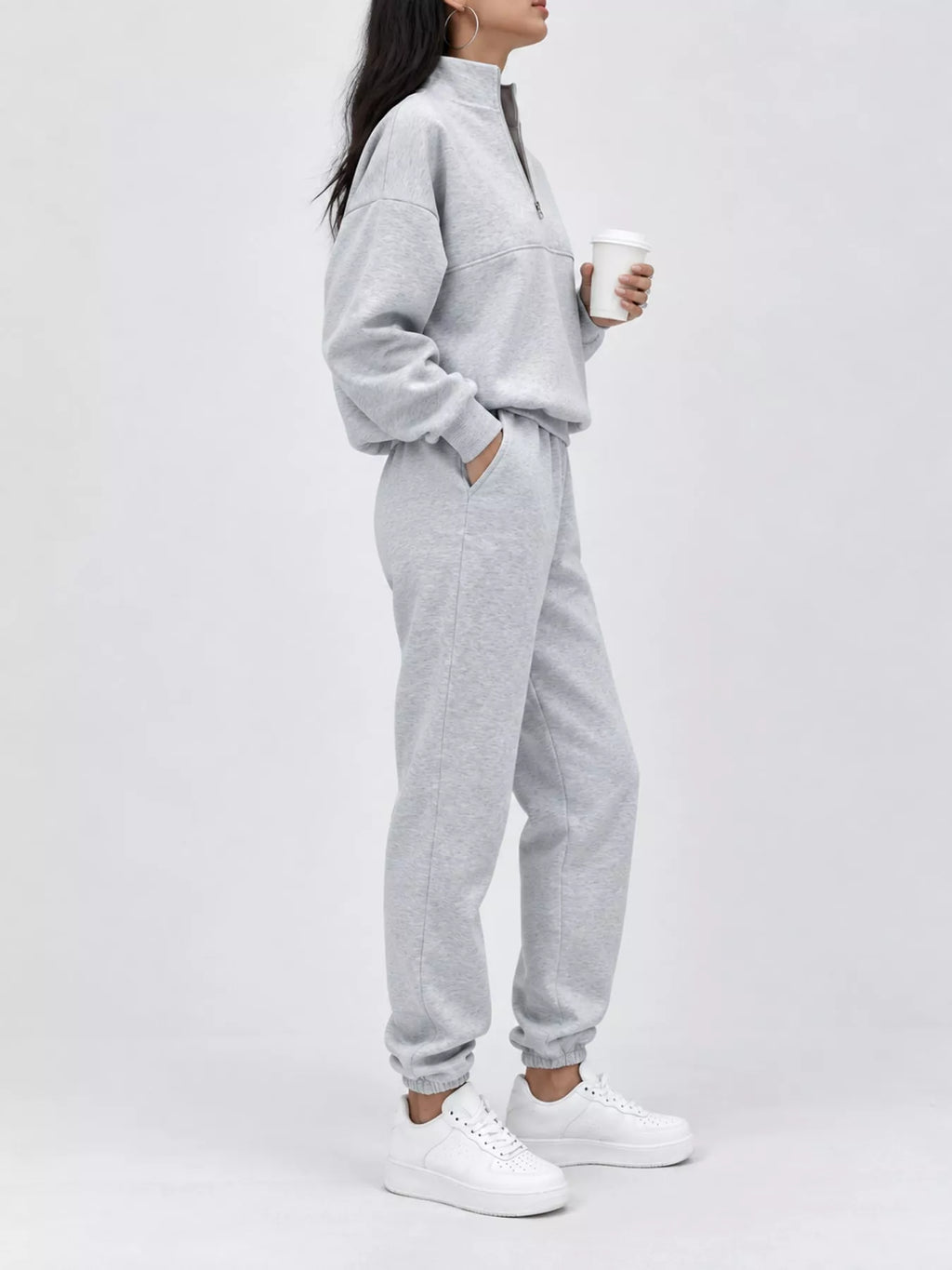Half-Zip Sweatshirt and Joggers Set