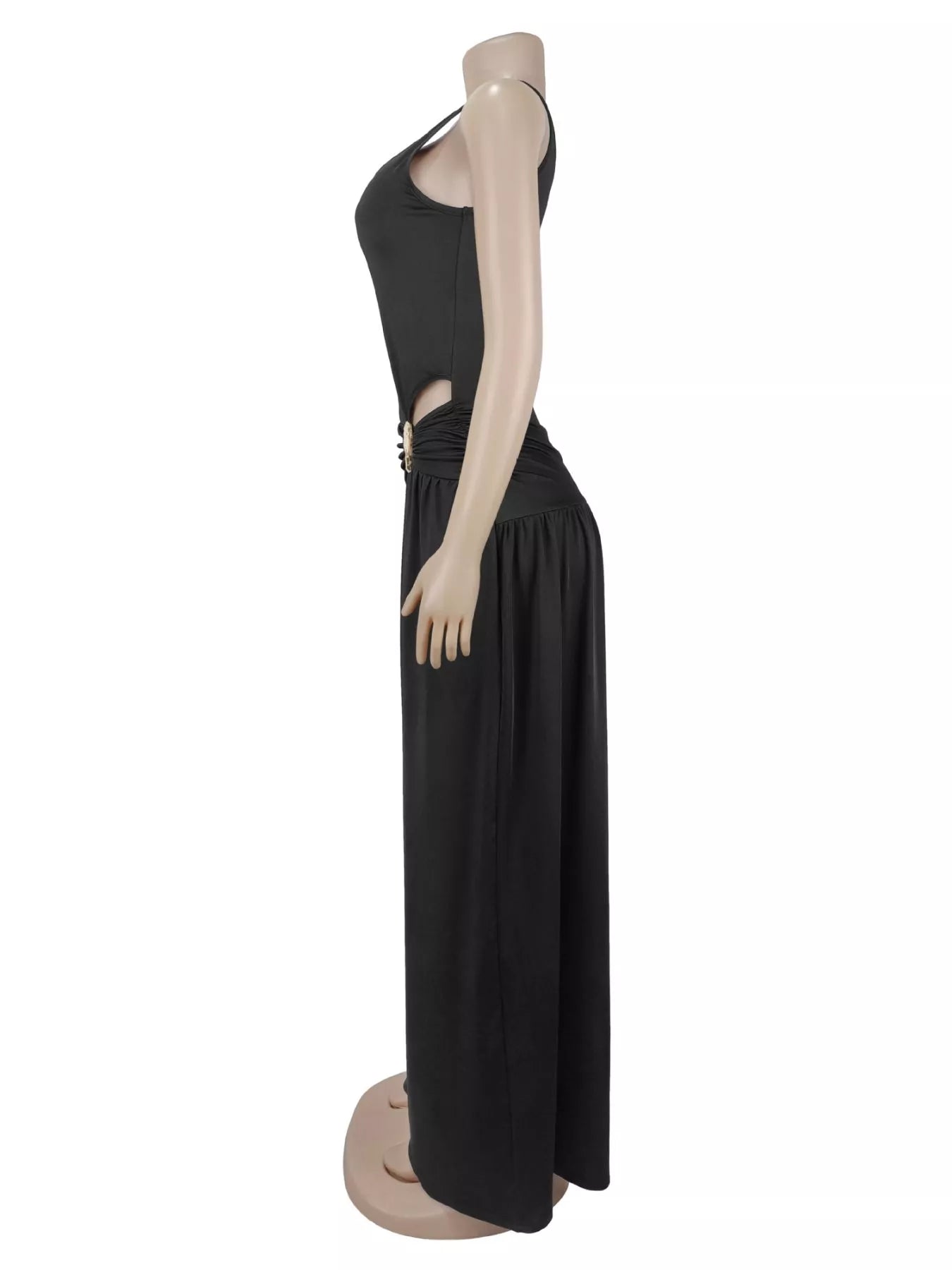 Cutout Detail Sleeveless Wide-Leg Jumpsuit