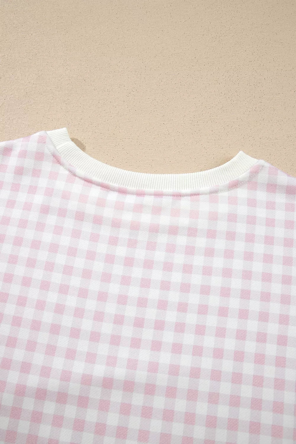 Gingham Long Sleeve Sweatshirt and Shorts Set